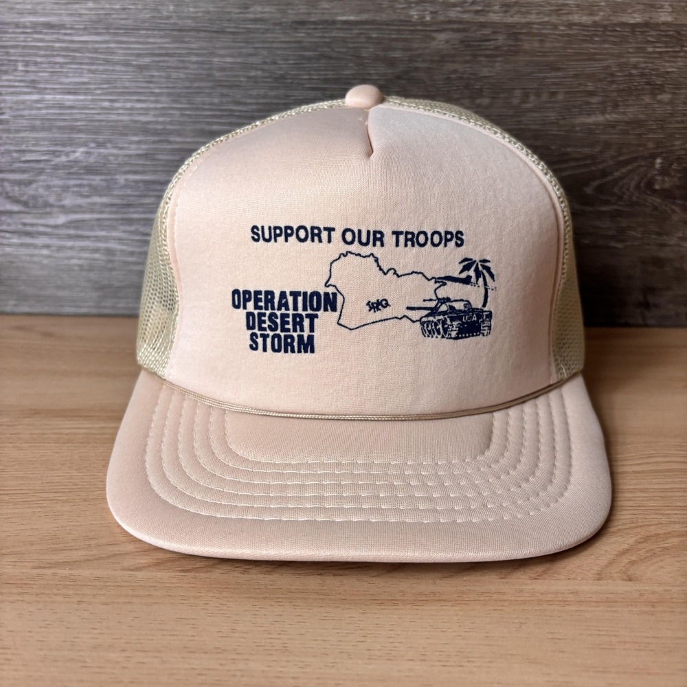 Vintage Operation Desert Storm Hat Cap Snap Back Trucker Mesh Support Our Troops